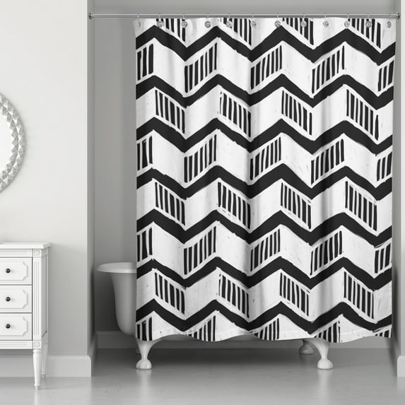 Creative Products Black Chevron 71 x 74 Shower Curtain