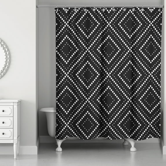 Creative Products Black Dotted Diamond 71x74 Shower Curtain