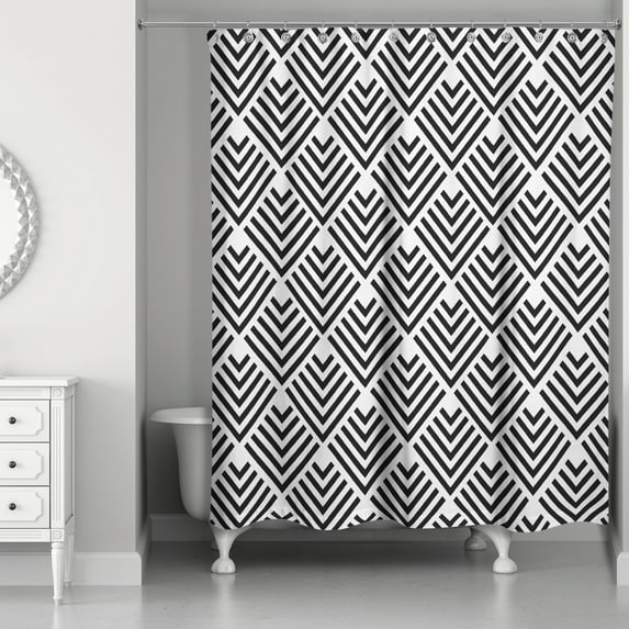 Creative Products Black Geo Arrows 71x74 Shower Curtain
