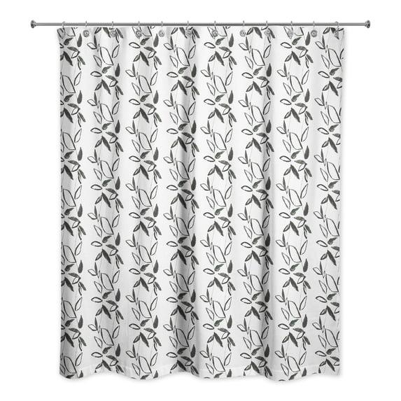 Creative Products Black Leaf Stripes 71x74 Shower Curtain