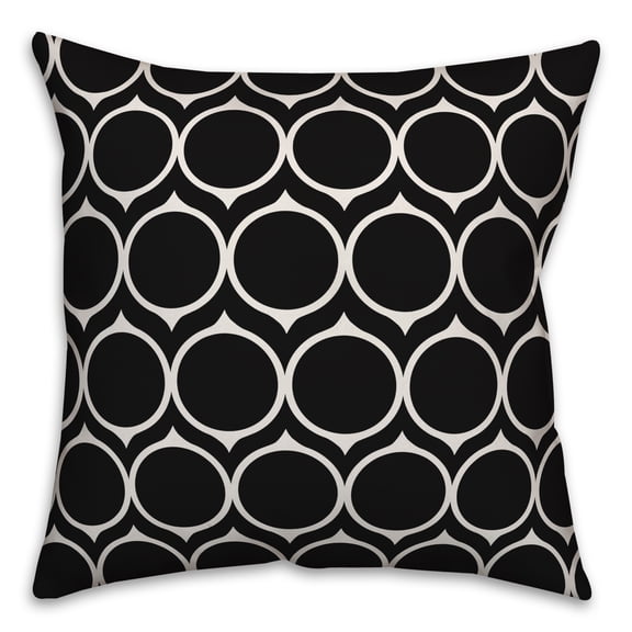 Creative Products Black Mid Mod Circles 18x18 Spun Poly Pillow