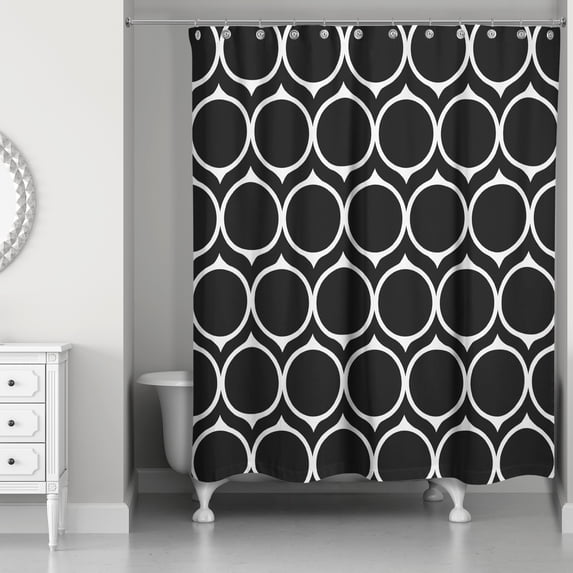 Creative Products Black Mid Mod Circles 71x74 Shower Curtain