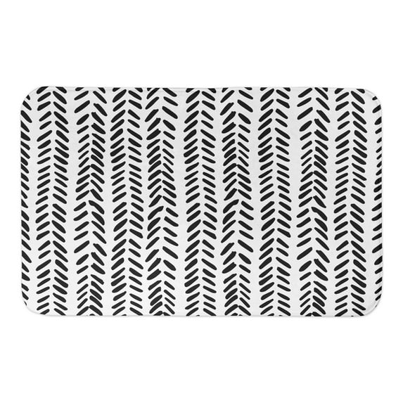 Creative Products Black Modern Herringbone 34x21 Bath Mat