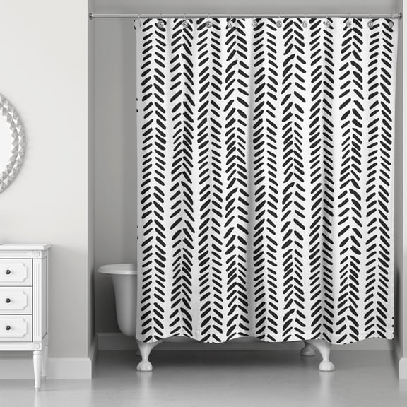 Creative Products Black Modern Herringbone 71x74 Shower Curtain