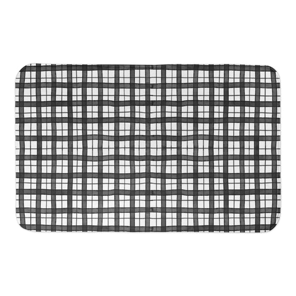 Creative Products Black Plaid 34x21 Bath Mat