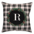 thumbnail image 1 of Creative Products Black Plaid Monogram Wreath - R 18x18 Spun Poly Pillow, 1 of 3