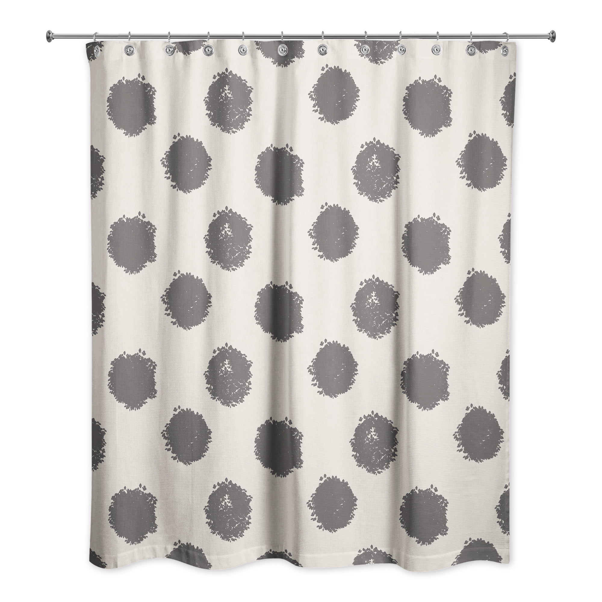 Black and White Polka Dot Fabric Shower Curtain with Liner