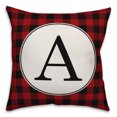 thumbnail image 1 of Creative Products Black & Red Buffalo Check Plaid Monogram 18x18 Spun Poly Pillow, 1 of 3