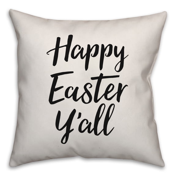 Creative Products Black Script Happy Easter Y'all 16x16 Spun Poly Pillow