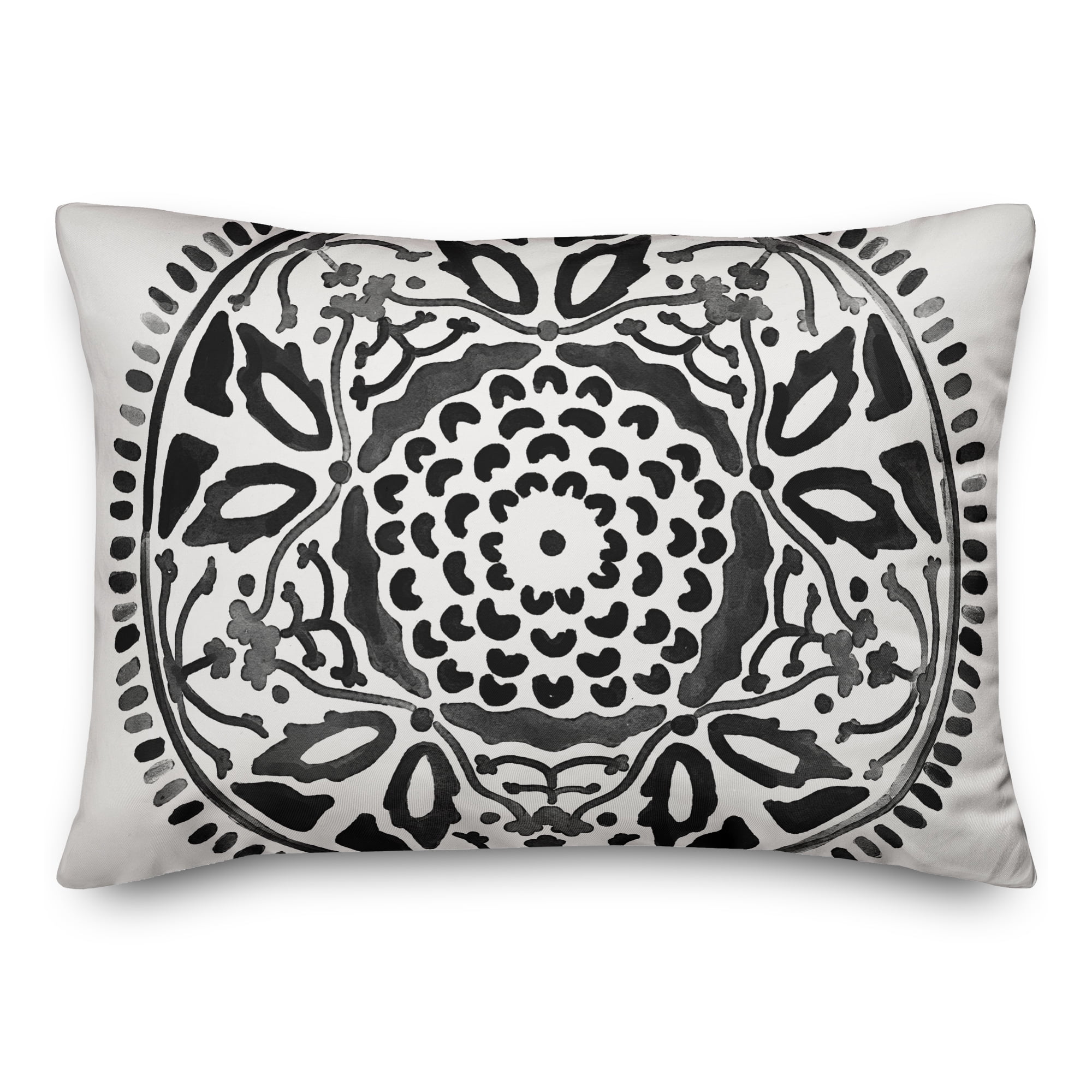 Creative Products Black Watercolor Medallion 14x20 Indoor / Outdoor Pillow