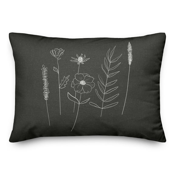 Creative Products Black Wheat Floral 20 x 14 Spun Poly Pillow
