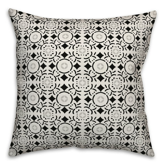 Creative Products Black and Grey Moroccan Tile 16x16 Spun Poly Pillow