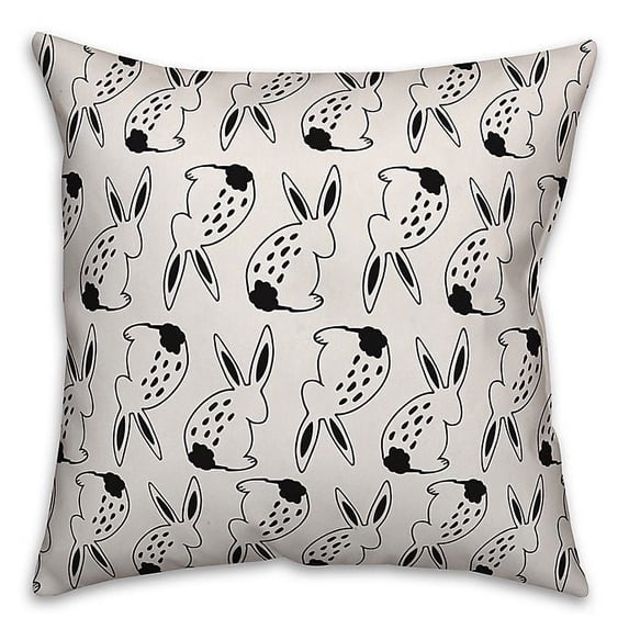 Creative Products Black and White Bunny Pattern 18x18 Spun Poly Pillow