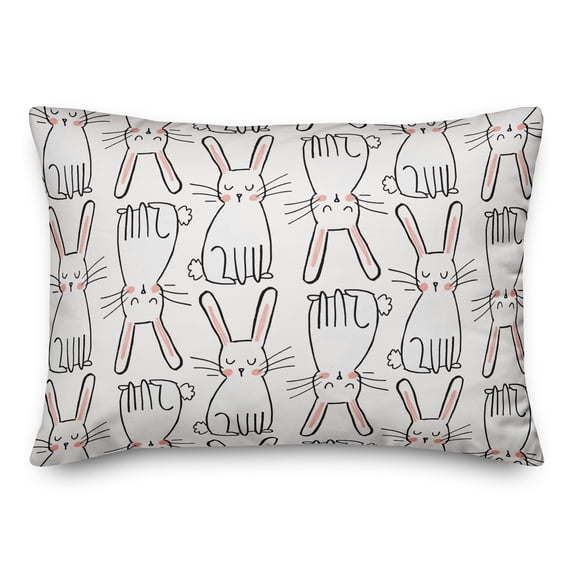 Creative Products Black and White Bunny Sketch 14x20 Spun Poly Pillow