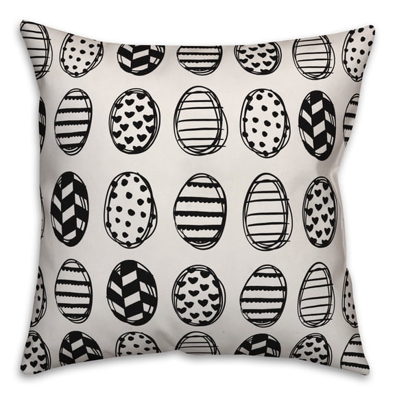 Creative Products Black and White Egg Pattern 16x16 Spun Poly Pillow
