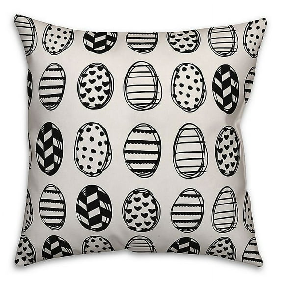 Creative Products Black and White Egg Pattern 18x18 Spun Poly Pillow