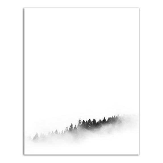 Creative Products Black and White Foggy Trees 11x14 Canvas Wall Art