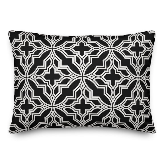 Creative Products Black and White Geo Quatrefoil 14x20 Spun Poly Pillow