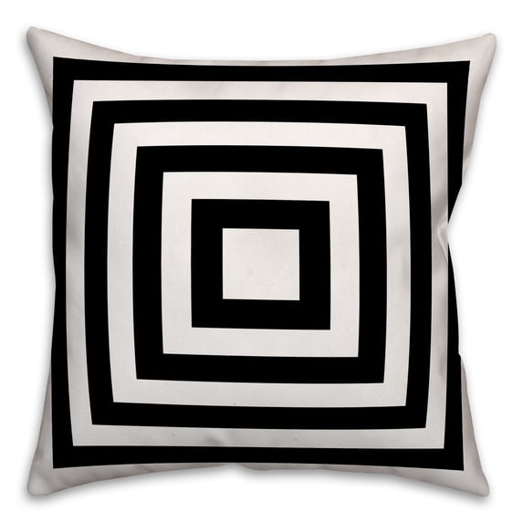 Creative Products Black and White Geo Stripes 18x18 Indoor / Outdoor Pillow
