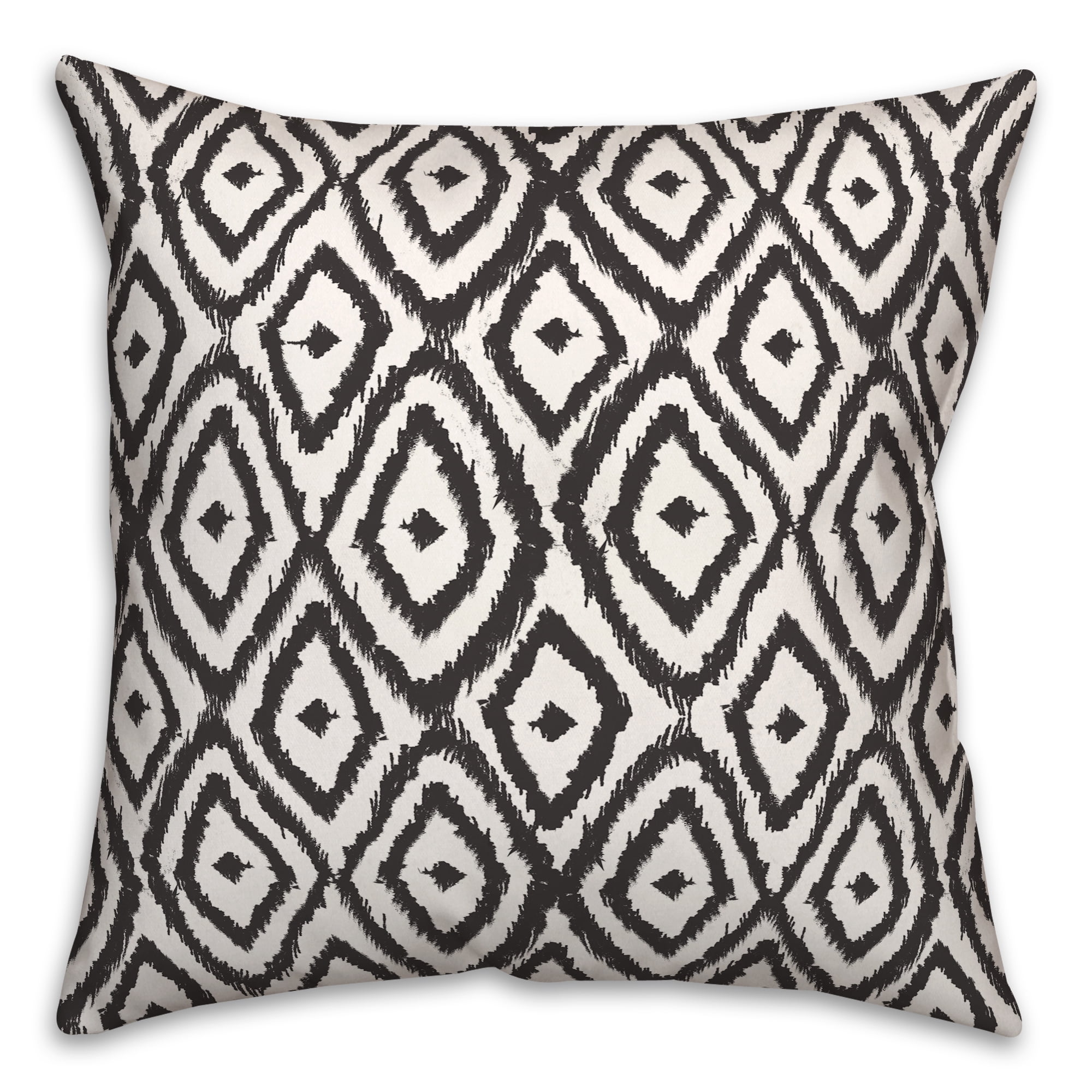 Creative Products Black and White Ikat Diamonds 18 x 18 Spun Poly Pillow