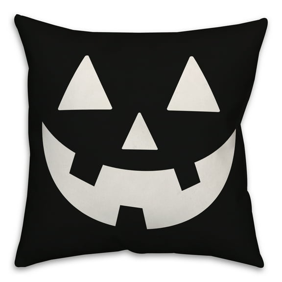 Creative Products Black and White Jack-O-Lantern 16x16 Spun Poly Pillow