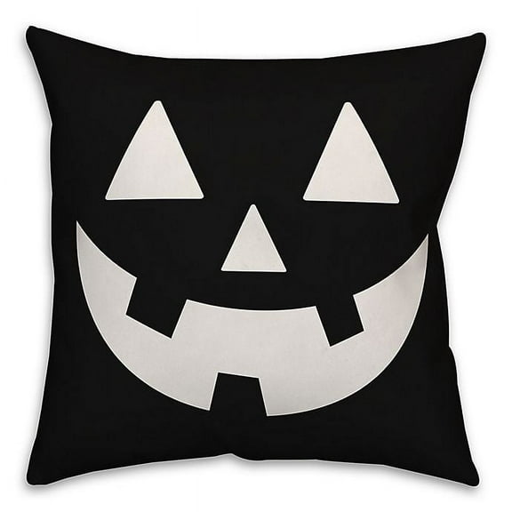 Creative Products Black and White Jack-O-Lantern 18x18 Spun Poly Pillow