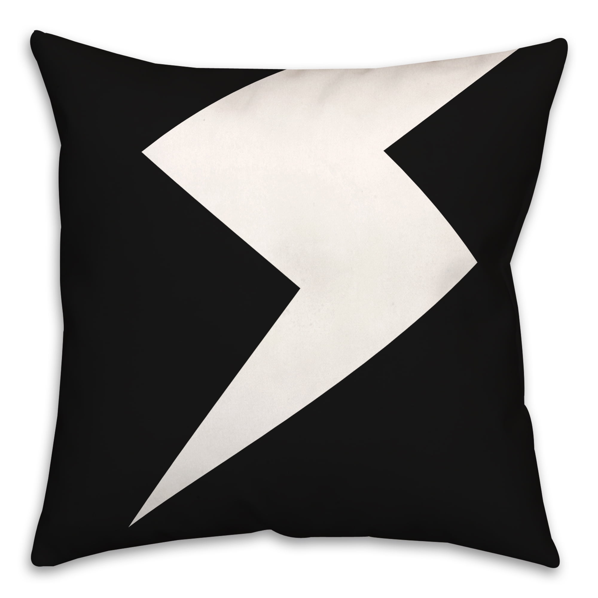 Black and White Lightning Bolt 18x18 Spun Polyester Pillow