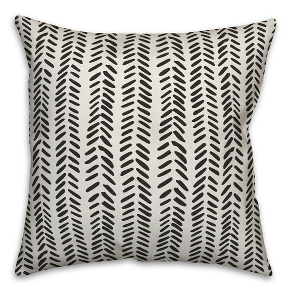 Creative Products Black and White Modern Herringbone 20x20 Spun Poly Pillow