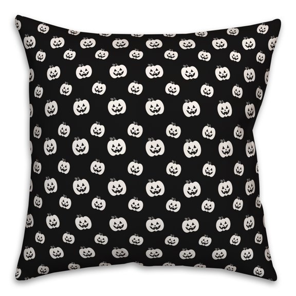 Creative Products Black and White Pumpkins Pattern 18x18 Spun Poly Pillow