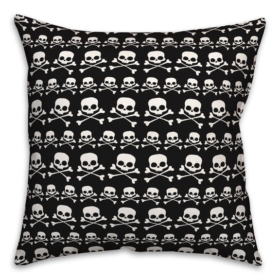 Creative Products Black and White Skull Crossbones Pattern 18x18 Spun Poly Pillow