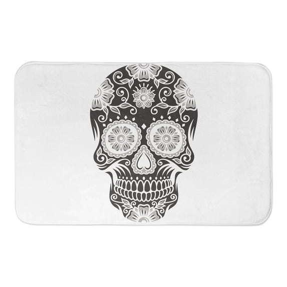 Creative Products Black and White Sugar Skull 34x21 Bath Mat