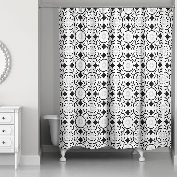 Creative Products Black and White Tile 71x74 Shower Curtain