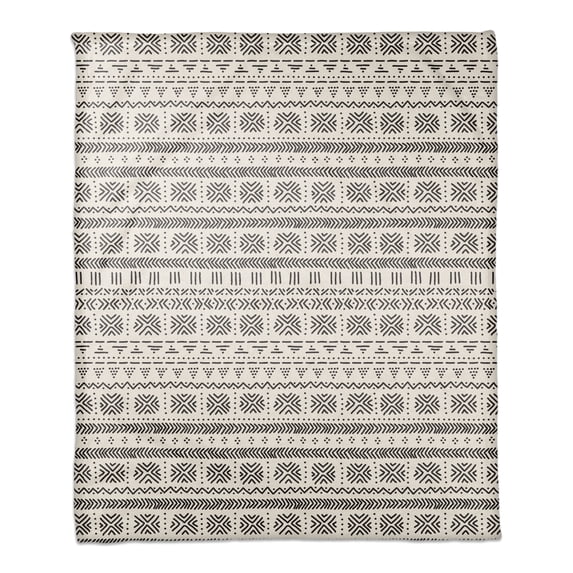 Creative Products Black and White Tribal Pattern 50x60 Coral Fleece Blanket