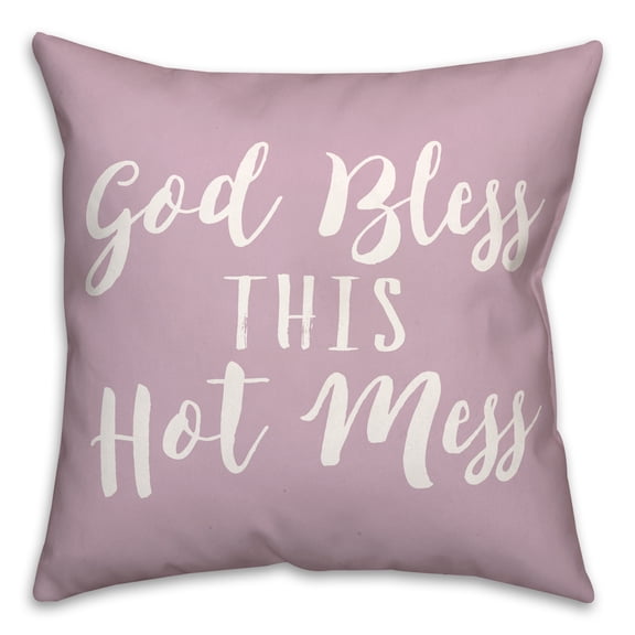 Creative Products Bless This Mess Lilac 18 x 18 Spun Poly Pillow