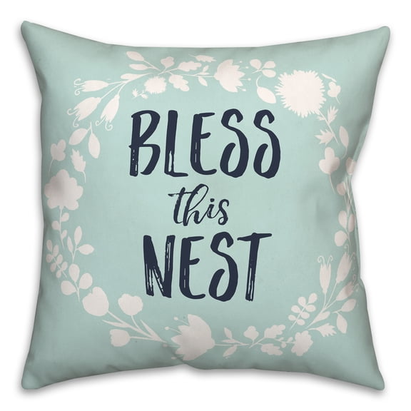 Creative Products Bless This Nest Blue 18 x 18 Spun Poly Pillow