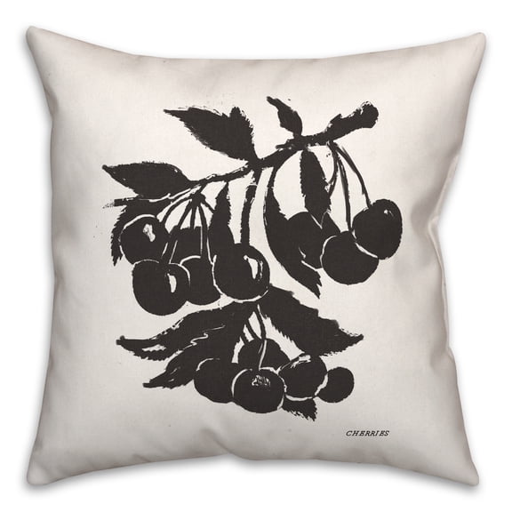 Creative Products Block Print Cherries 18 x 18 Spun Poly Pillow