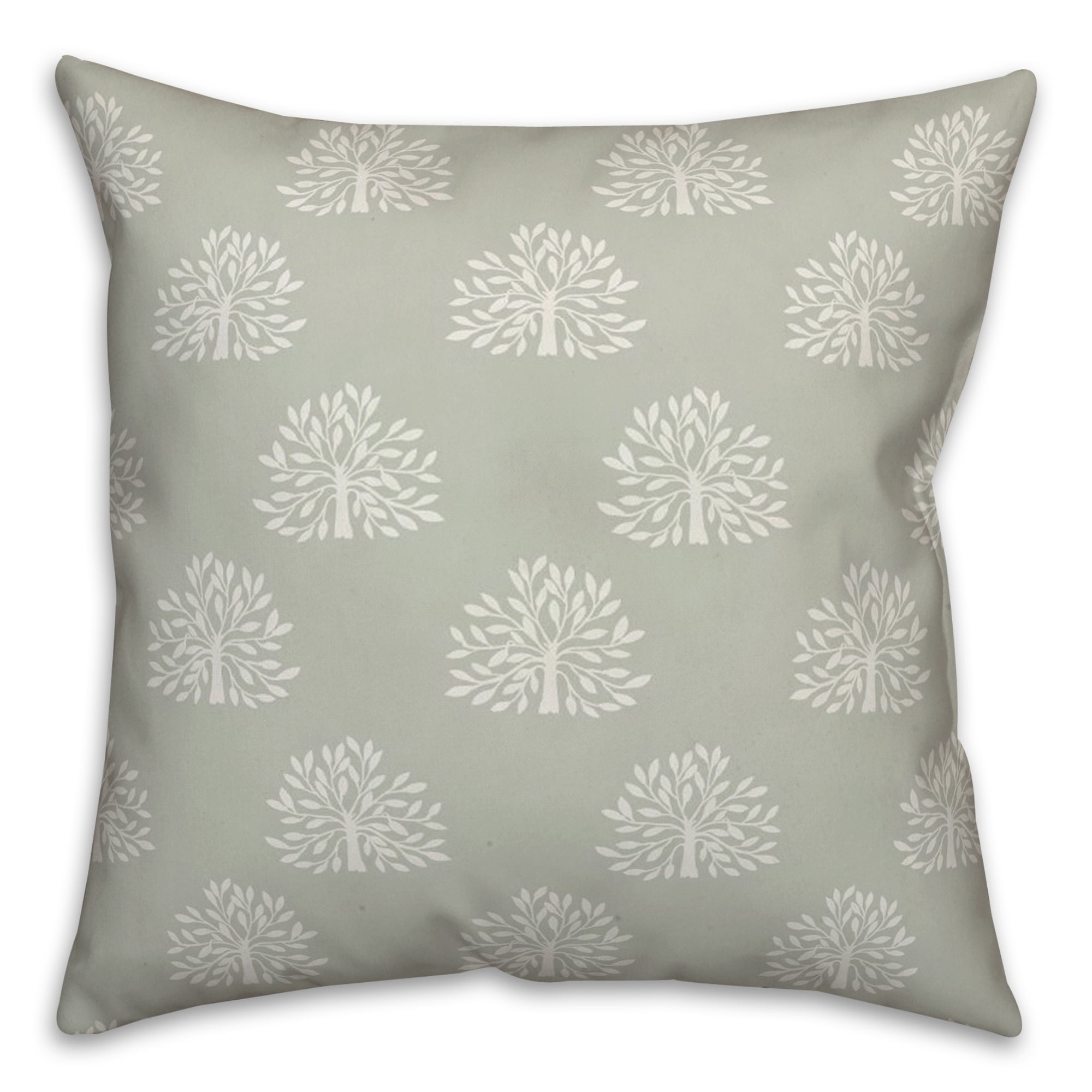 Sage Green Floral Pattern Square Throw Pillow