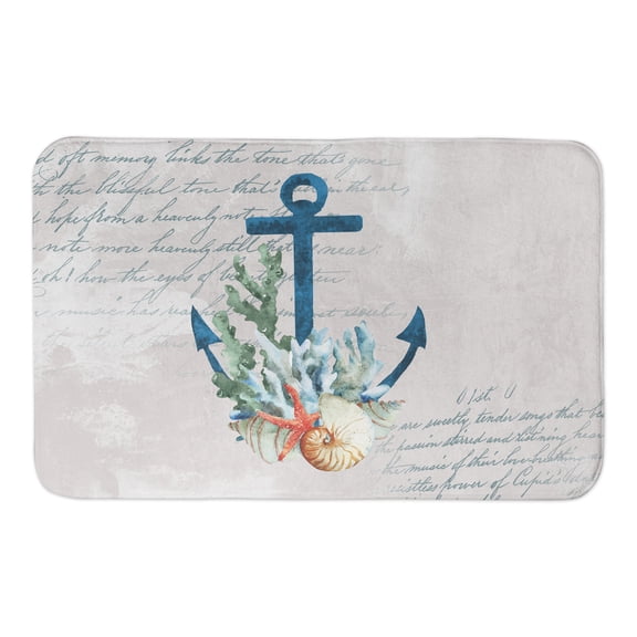 Creative Products Blue Anchor On Gray 34x21 Bath Mat