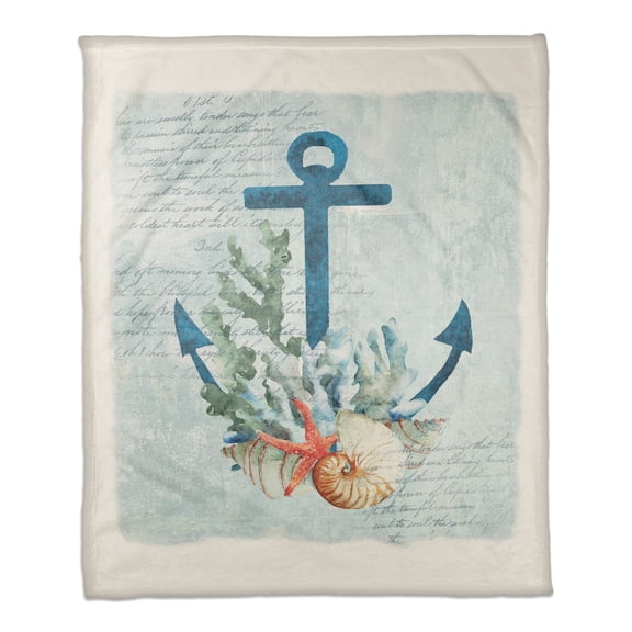 Creative Products Blue Anchor On Teal 50x60 Coral Fleece Blanket