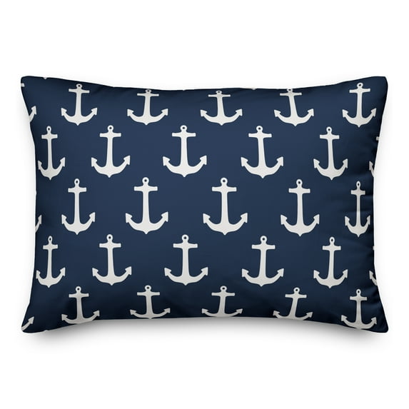 Creative Products Blue Anchors Pattern 14x20 Spun Poly Pillow