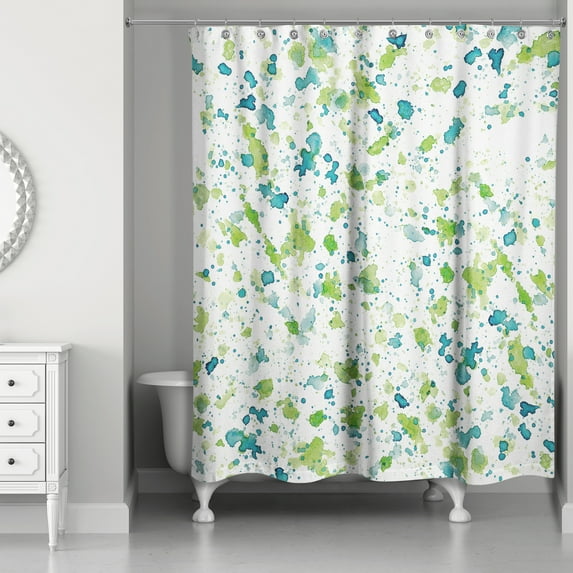 Creative Products Blue And Green Speckles 71 x 74 Shower Curtain