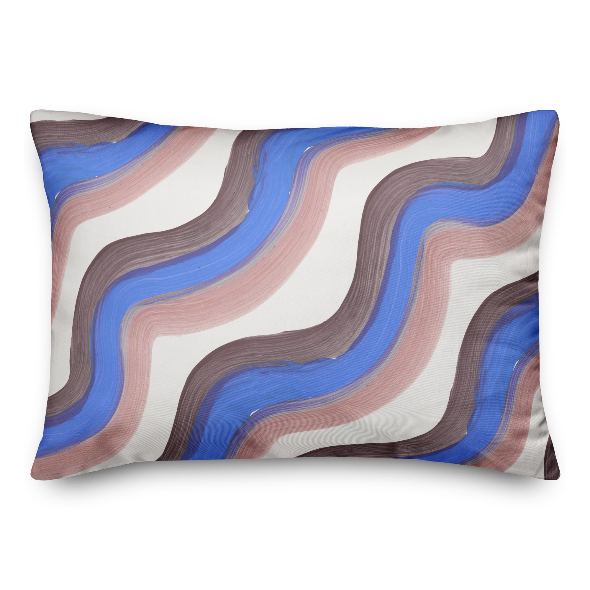 Blue and Pink Waves Rectangular Indoor/Outdoor Pillow