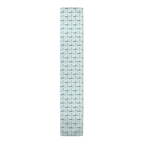 Creative Products Blue Boats On Stripes 16 x 90 Poly Twill Table Runner