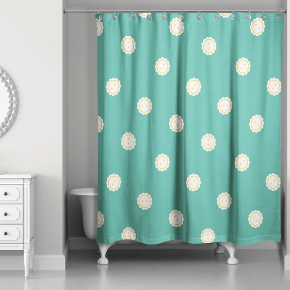Creative Products Blue Button Pattern 71x74 Shower Curtain