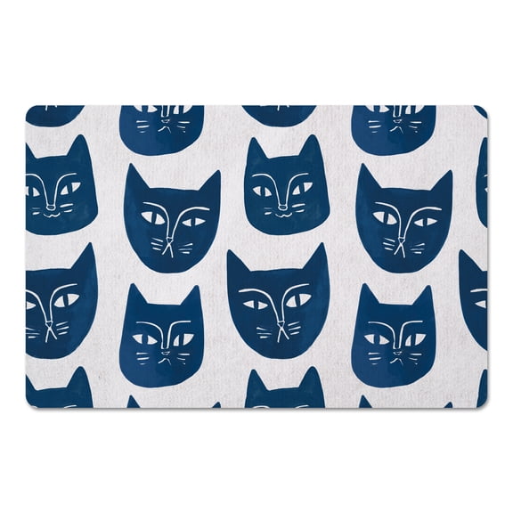 Creative Products Blue Cat Face Pattern 18 x 27 Floor Mat