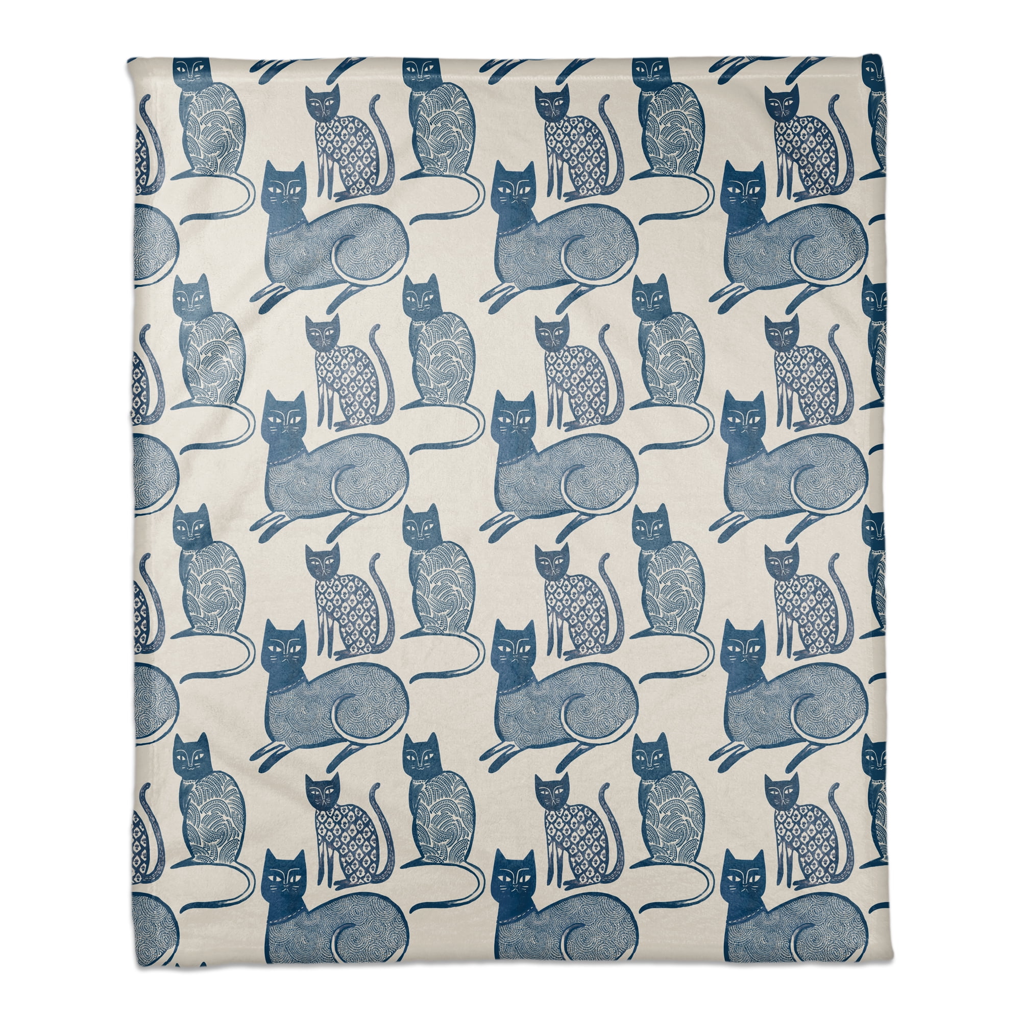 Blue Cat Pattern 50 x 60 Coral Fleece Blanket
