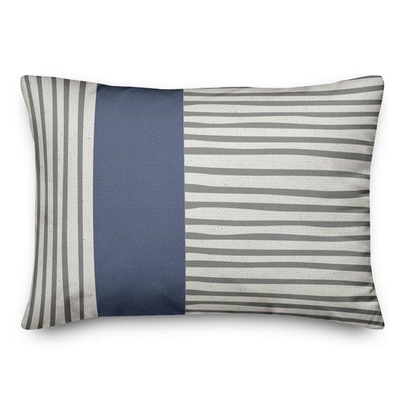 Creative Products Blue Color Block Linen 14x20 Spun Poly Pillow