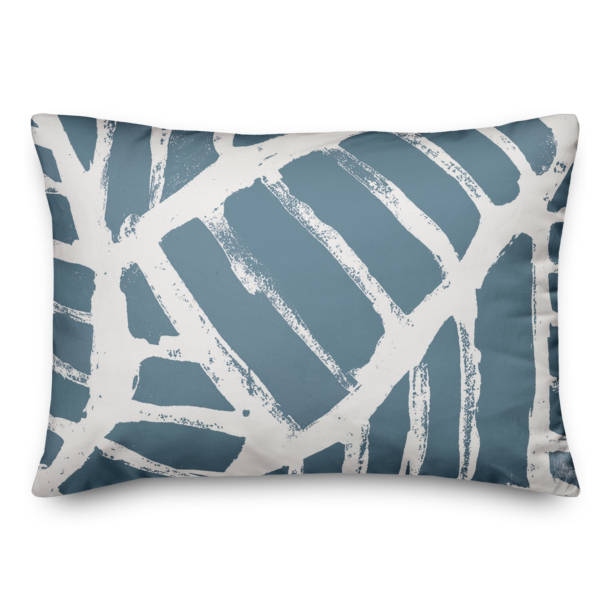 Blue and White Abstract Rectangular Indoor/Outdoor Pillow