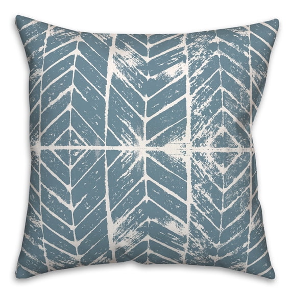 Creative Products Blue Distressed Chevron Diamond 18x18 Indoor / Outdoor Pillow