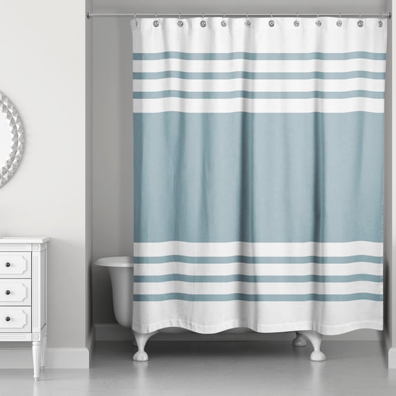 Creative Products Blue Farmhouse Stripe 71x74 Shower Curtain